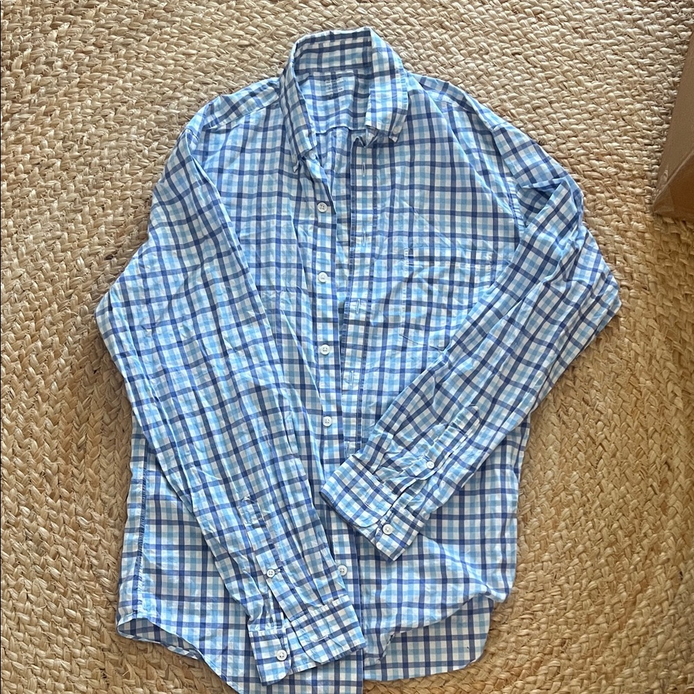 J. Crew Blue and White Checkered Men's Shirt